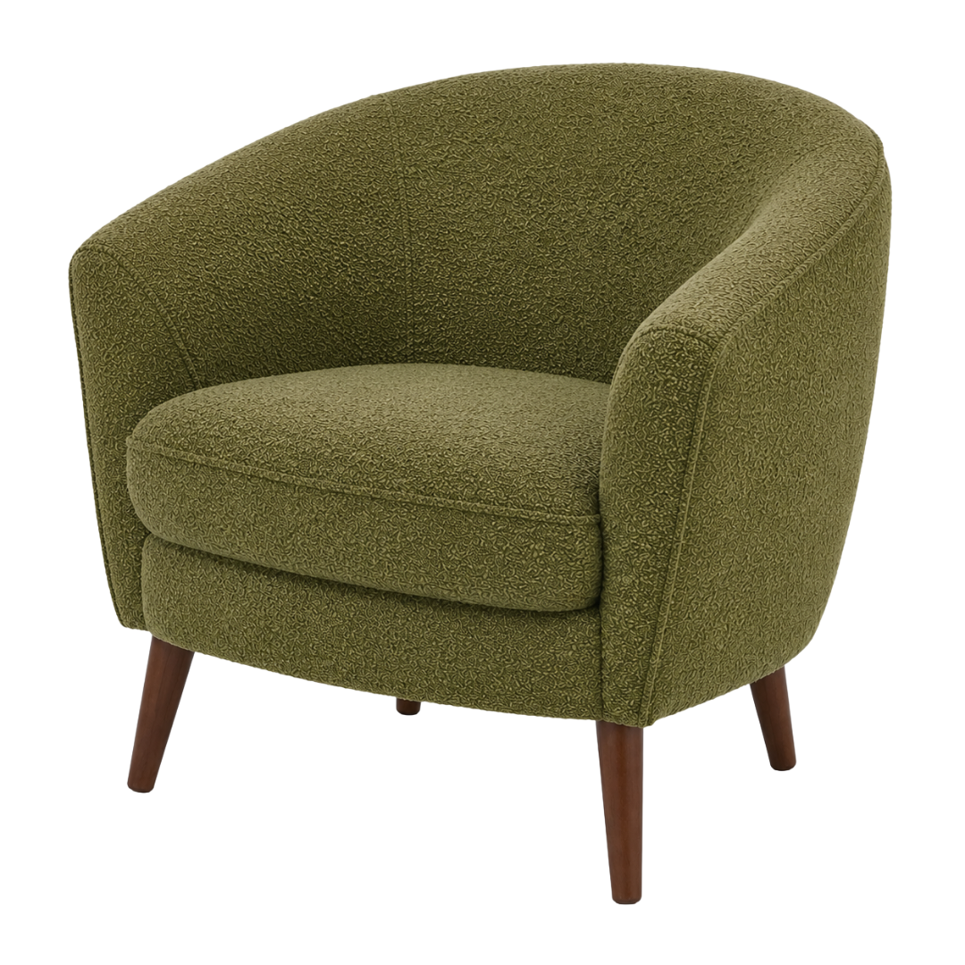 Zagu Large Olive Bouclé Lounge Chair