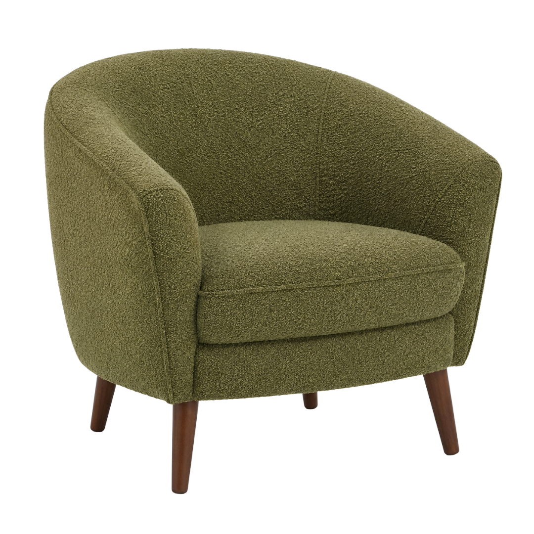 Zagu Large Olive Bouclé Lounge Chair