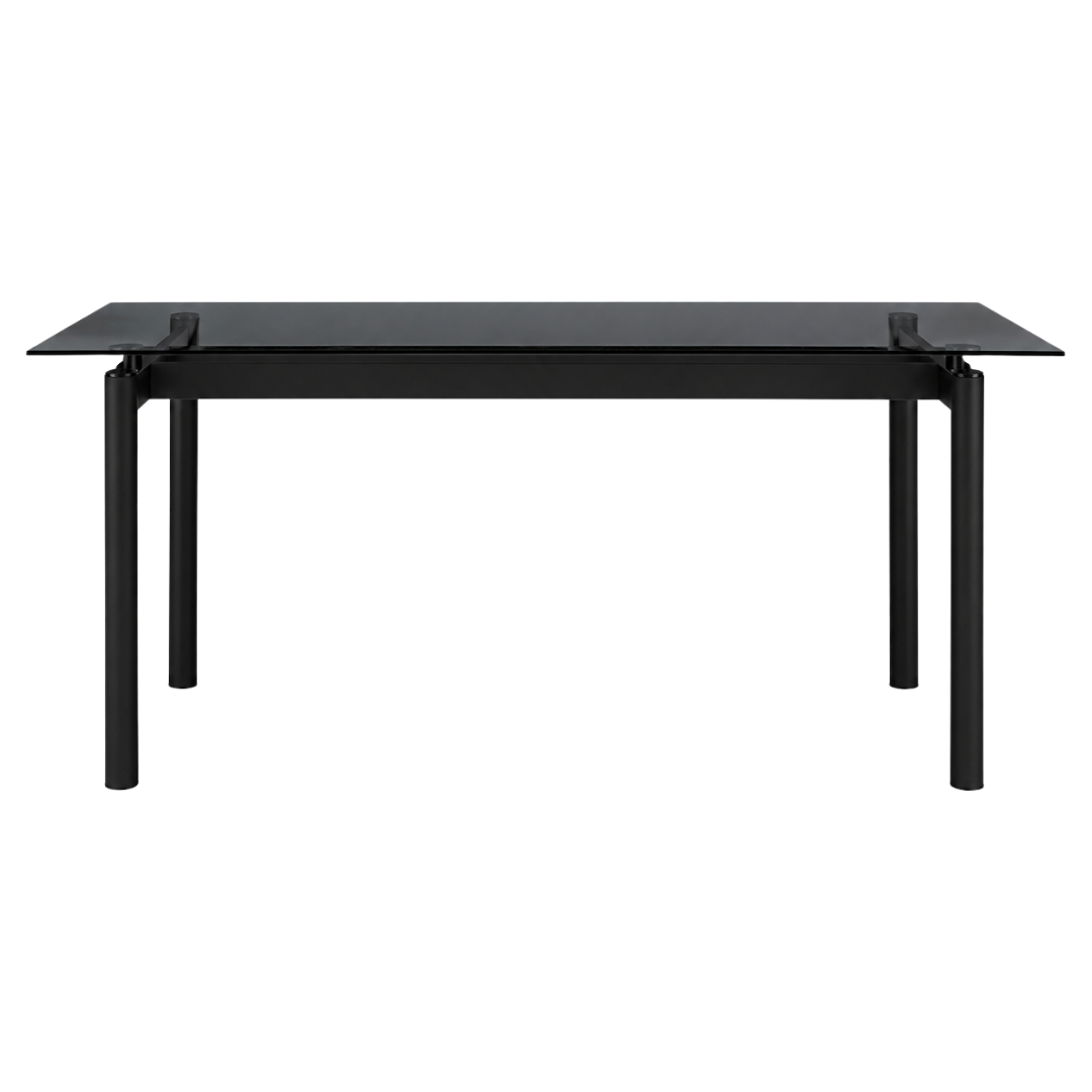 Zagu Large Glass Top Table with Metal Frame – Black