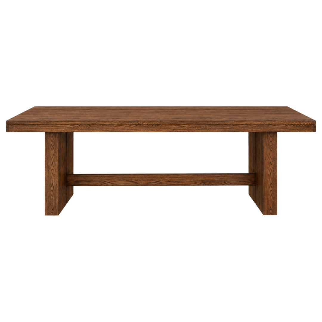 Zagu Large Oak Wood Dining Table – Brown Solid Wood Table