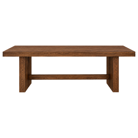 Zagu Large Oak Wood Dining Table – Brown Solid Wood Table