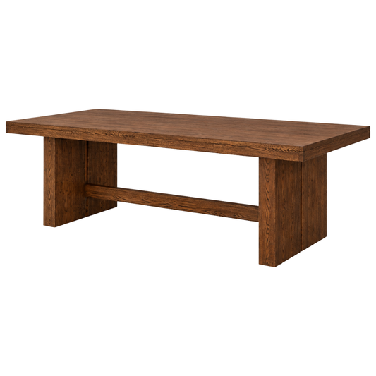 Zagu Large Oak Wood Dining Table – Brown Solid Wood Table
