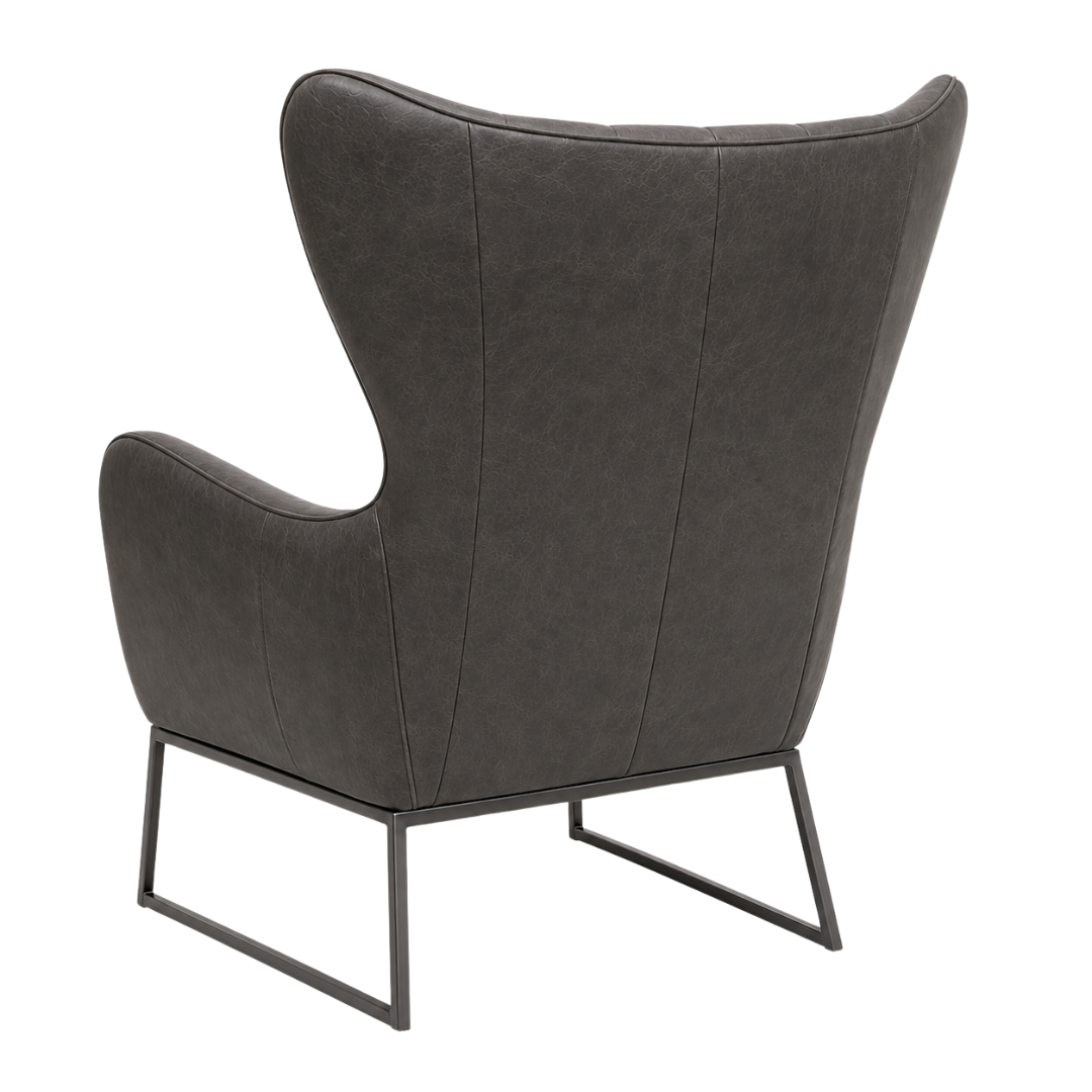 Zagu Charcoal Leather Large Lounge Chair